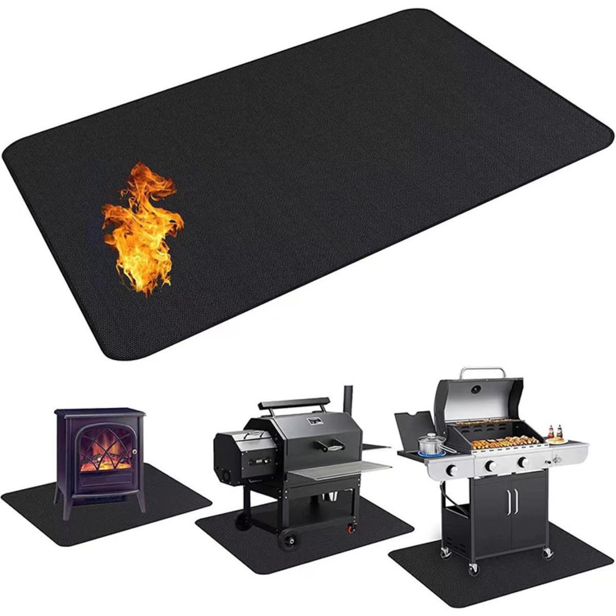 Ceruzo Hittebestendige Vloermat - 160X90 Cm - Voor Bbq - Buitenoven - Vuurschaal
