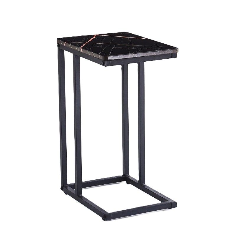 Ceruzo Bijzettafel - Banktafeltje - Metaal En Mdf - Zwart-Pink Marble