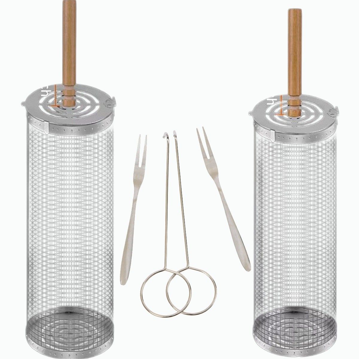 Ceruzo Grillmand - Set Van 2 - Rollend Grillrooster - 30 Cm